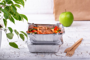 Food delivery concept. Lunch in container